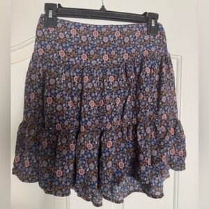 Natural Life Floral Mini Skirt in Blue and Pink